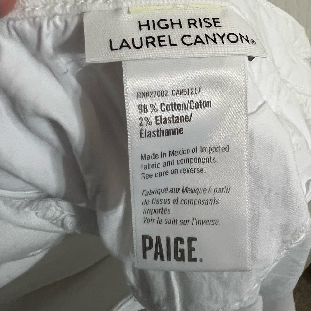PAIGE White High Rise Laurel Canyon 32" Bootcut Jean Size 16 - Picture 6 of 7